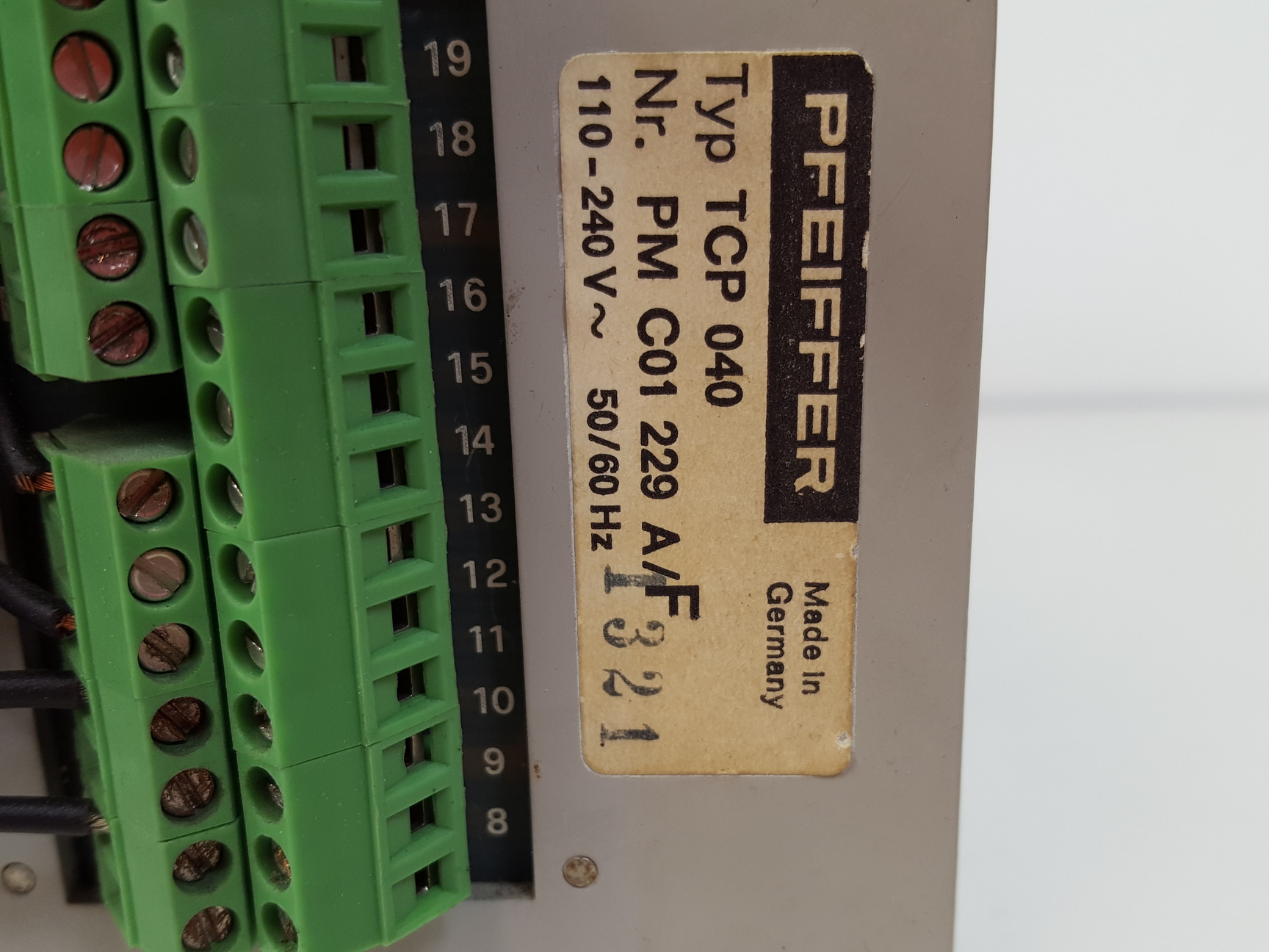 Image of Pfeiffer Power Supply  Model: TCP 040 Turbo Pump Controller Lab