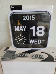 Thumbnail image of 8 x Habitat Vintage Style Analogue Flip Clocks with Calendar 43x43cm