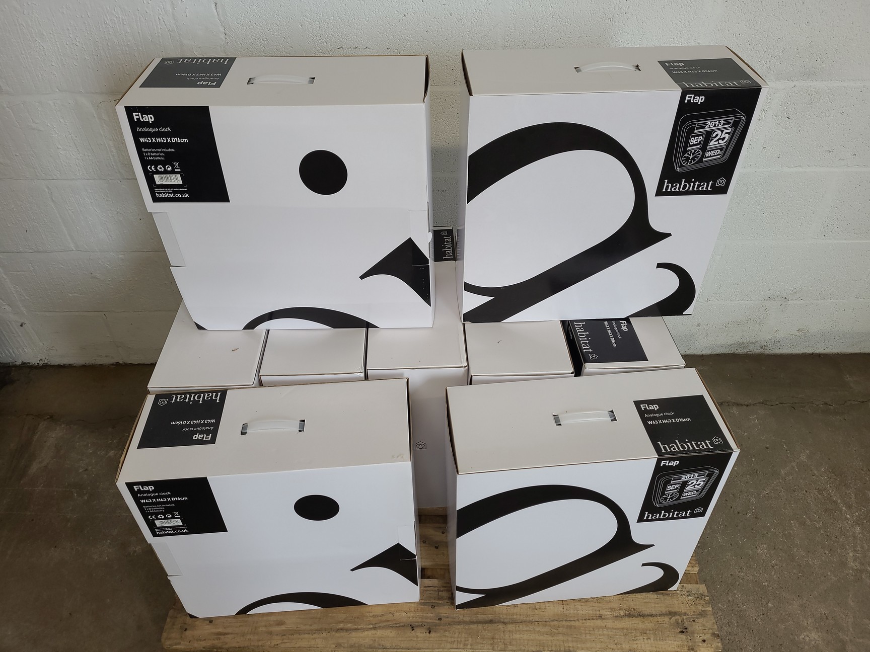 Image of 8 x Habitat Vintage Style Analogue Flip Clocks with Calendar 43x43cm