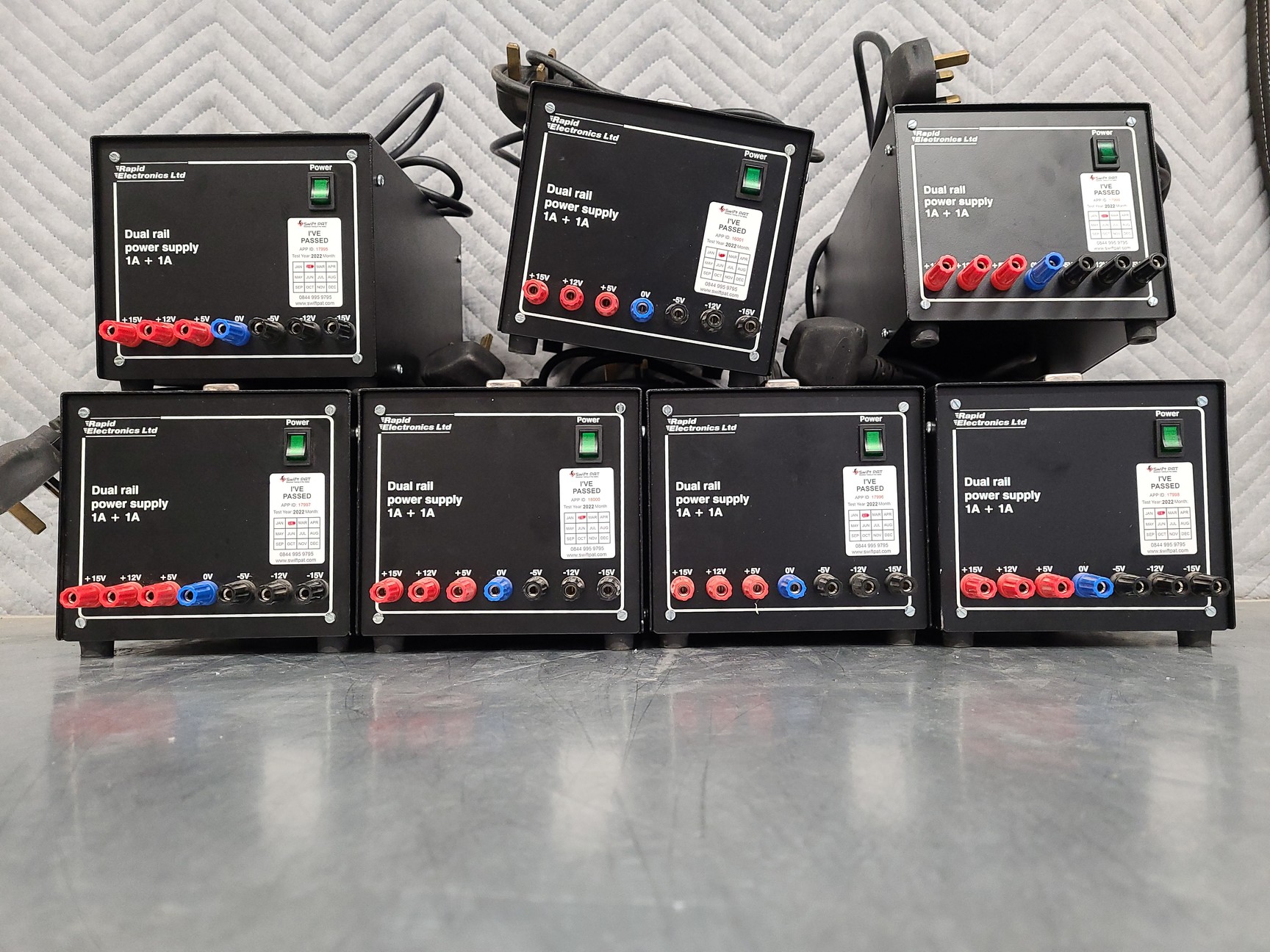 Image of 7 x Rapid Electronics LTD Dual Rail Laboratory Power Supplies 1A+1A Lab