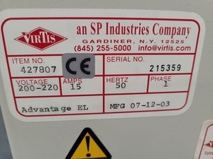 Thumbnail image of Virtis Advantage Freeze Dryer and Trivac D4B Vacuum Pump Lab