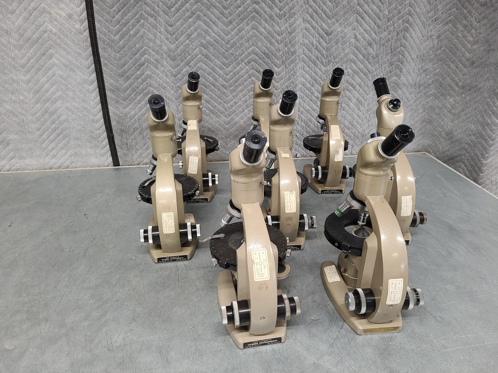 Image of 8 x Vickers Instruments Monocular Microscopes with 3 x Objectives Each Lab