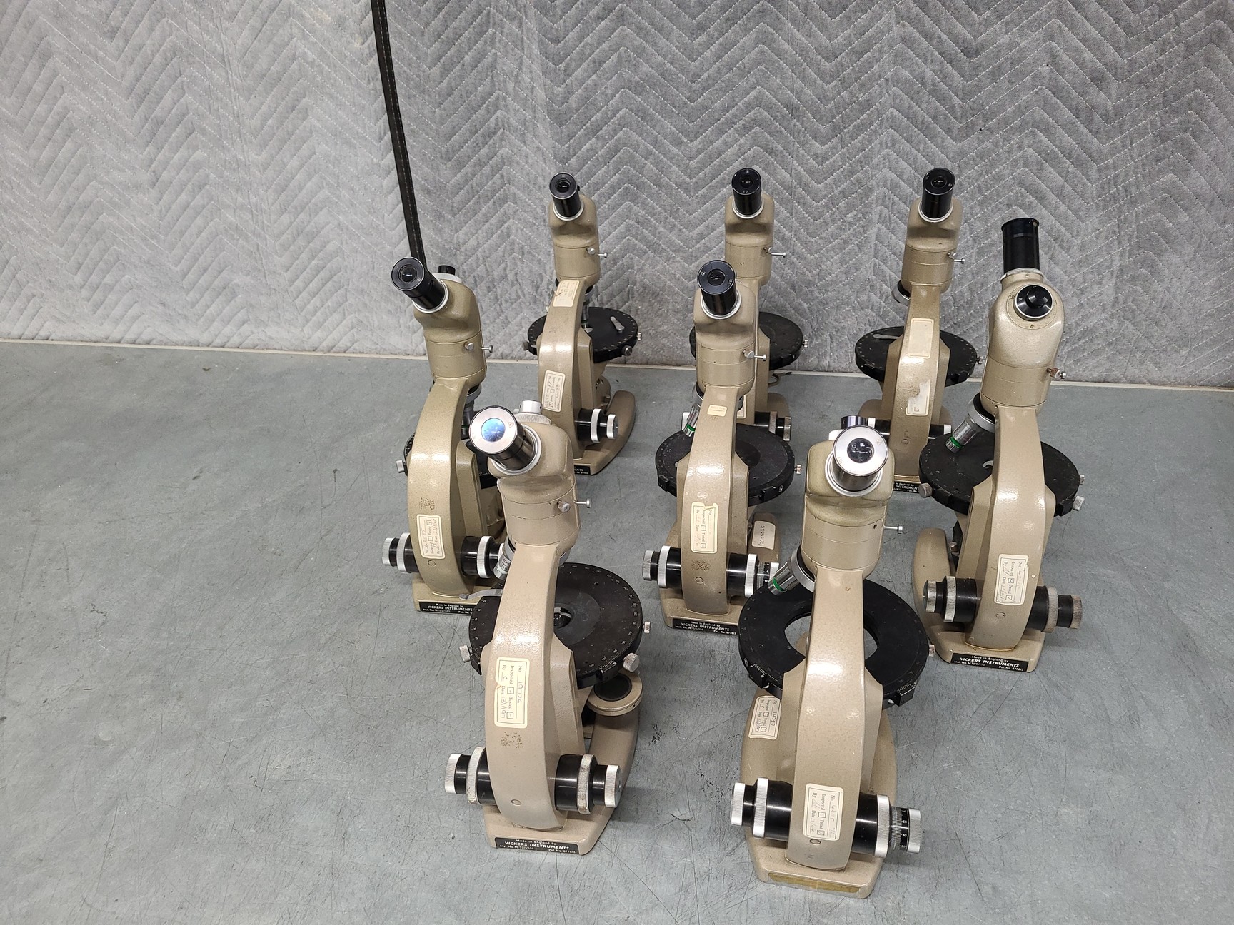 Image of 8 x Vickers Instruments Monocular Microscopes with 3 x Objectives Each Lab