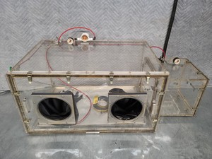 Thumbnail image of Perspex Laboratory Glove Box & 2 Protective Gloves Lab