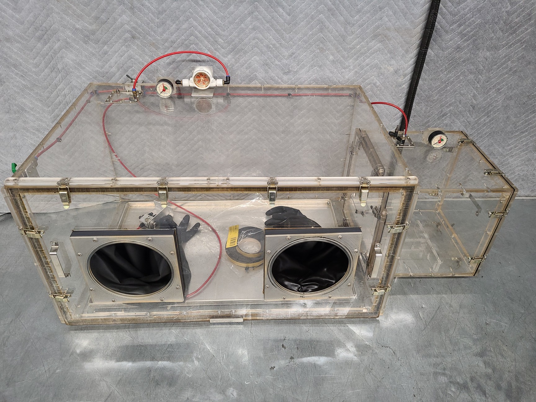 Perspex Box Lab Perspex Laboratory Glove Box & 2 Protective Gloves Lab