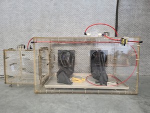 Thumbnail image of Perspex Laboratory Glove Box & 2 Protective Gloves Lab