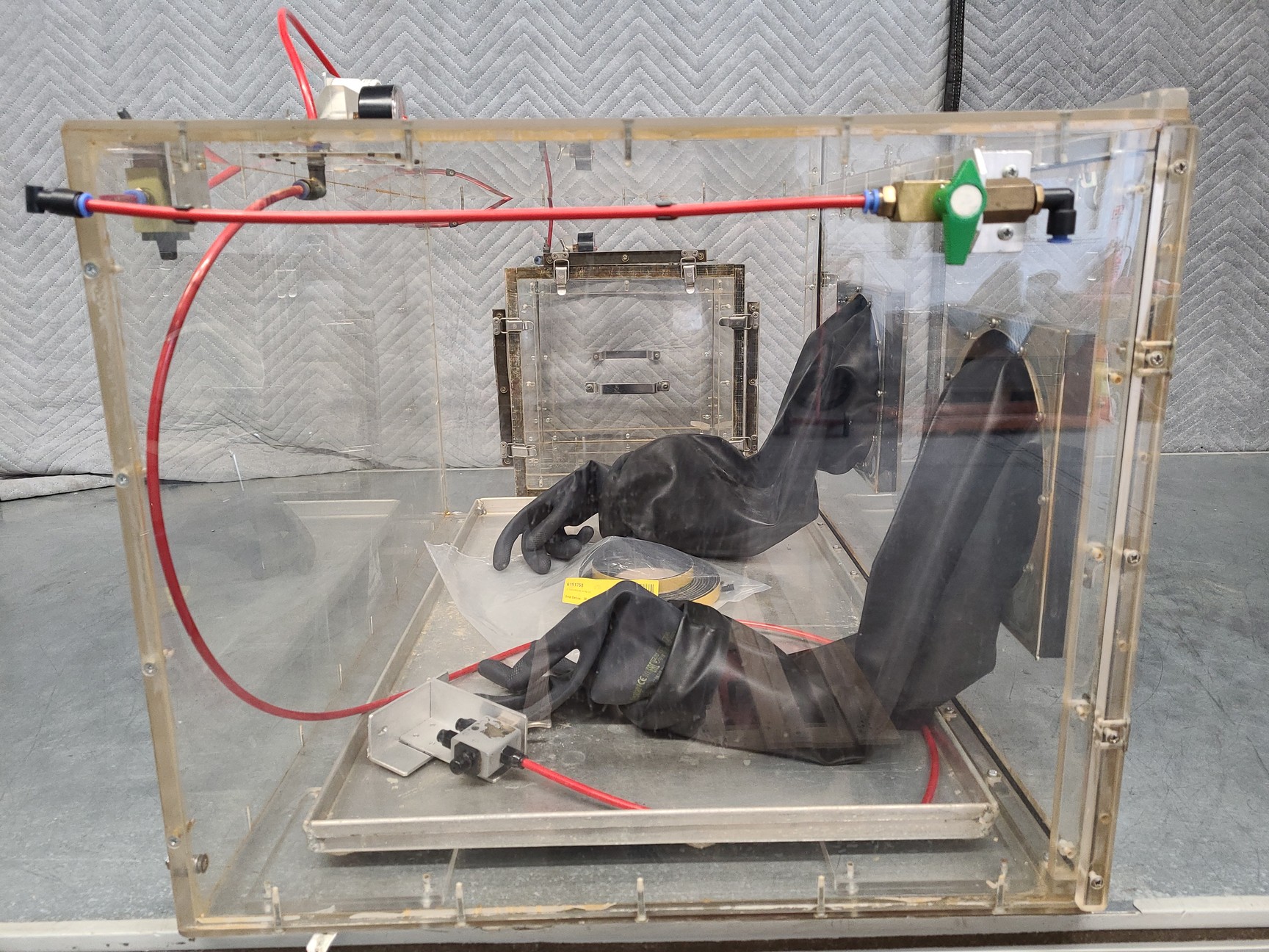 Perspex Box Lab Perspex Laboratory Glove Box & 2 Protective Gloves Lab