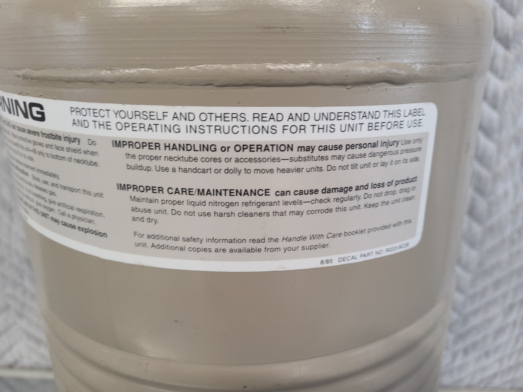 Image of Taylor-Wharton CP100 Liquid Nitrogen Storage Tank Lab