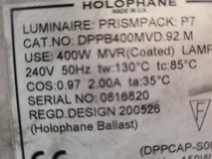 Thumbnail image of 24 x Holophane Luminaire P7 Industrial Lights DPPB400MVD.92.M Lighting Fittings