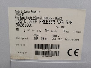 Thumbnail image of Jouan VXS 570 Laboratory Deep Freezer -85C Lab ULT Ultra Low Temperature Freezer