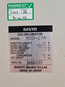 Thumbnail image of Sanyo MCO-17A CO2 Laboratory Incubator Lab Spares/Repairs