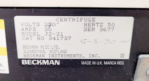 Thumbnail image of BECKMAN Model J2-21 Floor Standing Centrifuge Lab