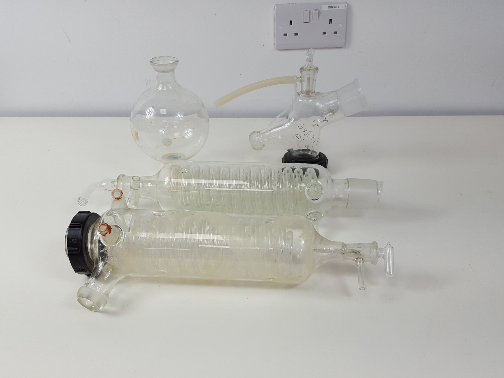 Image of Buchi Rotavapor Evaporator Glassware Parts - Condensors, Flask Etc Lab