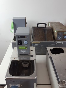Thumbnail image of 12 x Grant Laboratory Water Baths & Stirrers - ZD, VF, KA, KM, GA100 Lab Job Lot