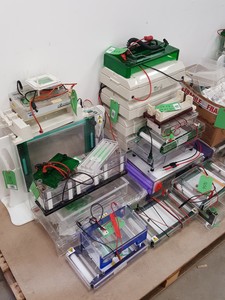 Thumbnail image of Large Lot of Electrophoresis Tanks, Lids & Combs - Bio-Rad, Fisher Lab Job Lot