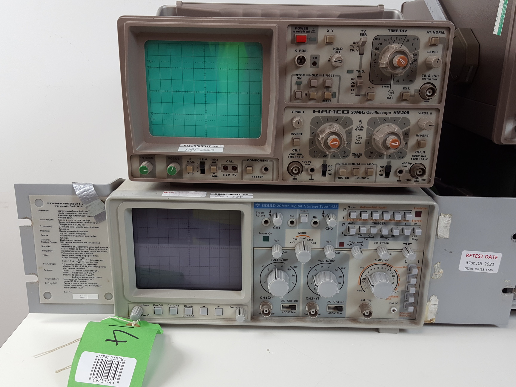 Image of 8x Laboratory Oscilloscopes - Hameg, Tektronix, iso-Tech, Jiwatsu, Gould Job Lot
