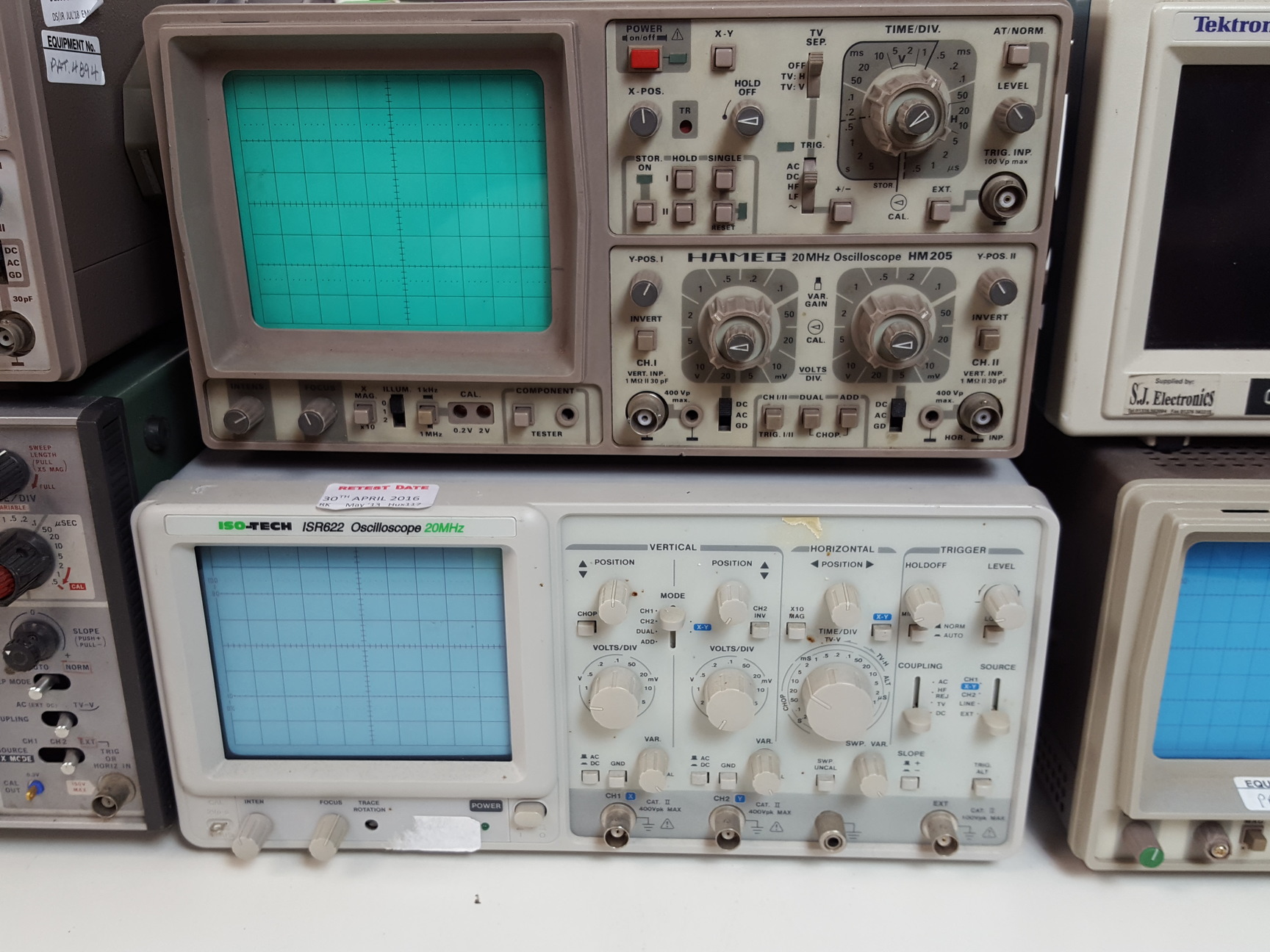 Image of 8x Laboratory Oscilloscopes - Hameg, Tektronix, iso-Tech, Jiwatsu, Gould Job Lot