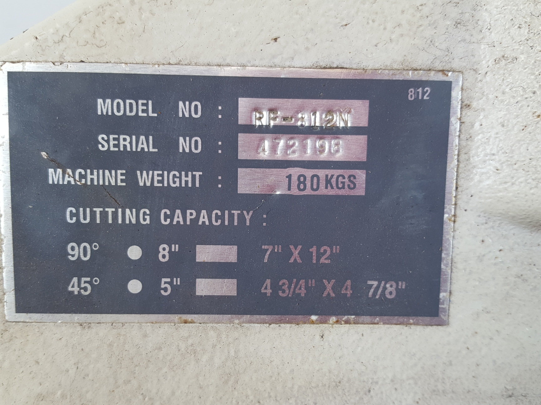 Image of Chester UK 8" Metal Cutting Bandsaw  Model: RF-812N - Band Saw