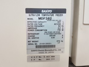 Thumbnail image of Sanyo Ultra-Low Temperature Freezer  Model - MDF-382 Lab