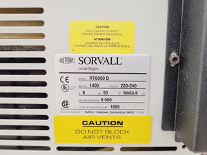 Thumbnail image of Sorvall Centrifuge RT6000 D w/ 3600rpm Rotor, Buckets & Inserts Lab