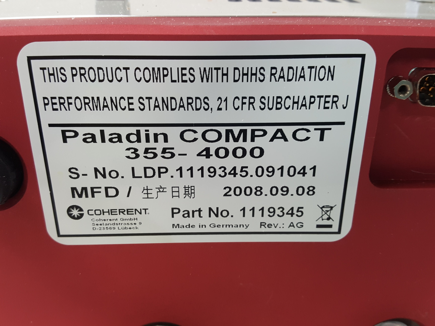 Image of Coherent Paladin COMPACT  355-4000 Laboratory Laser with Power Supply Lab