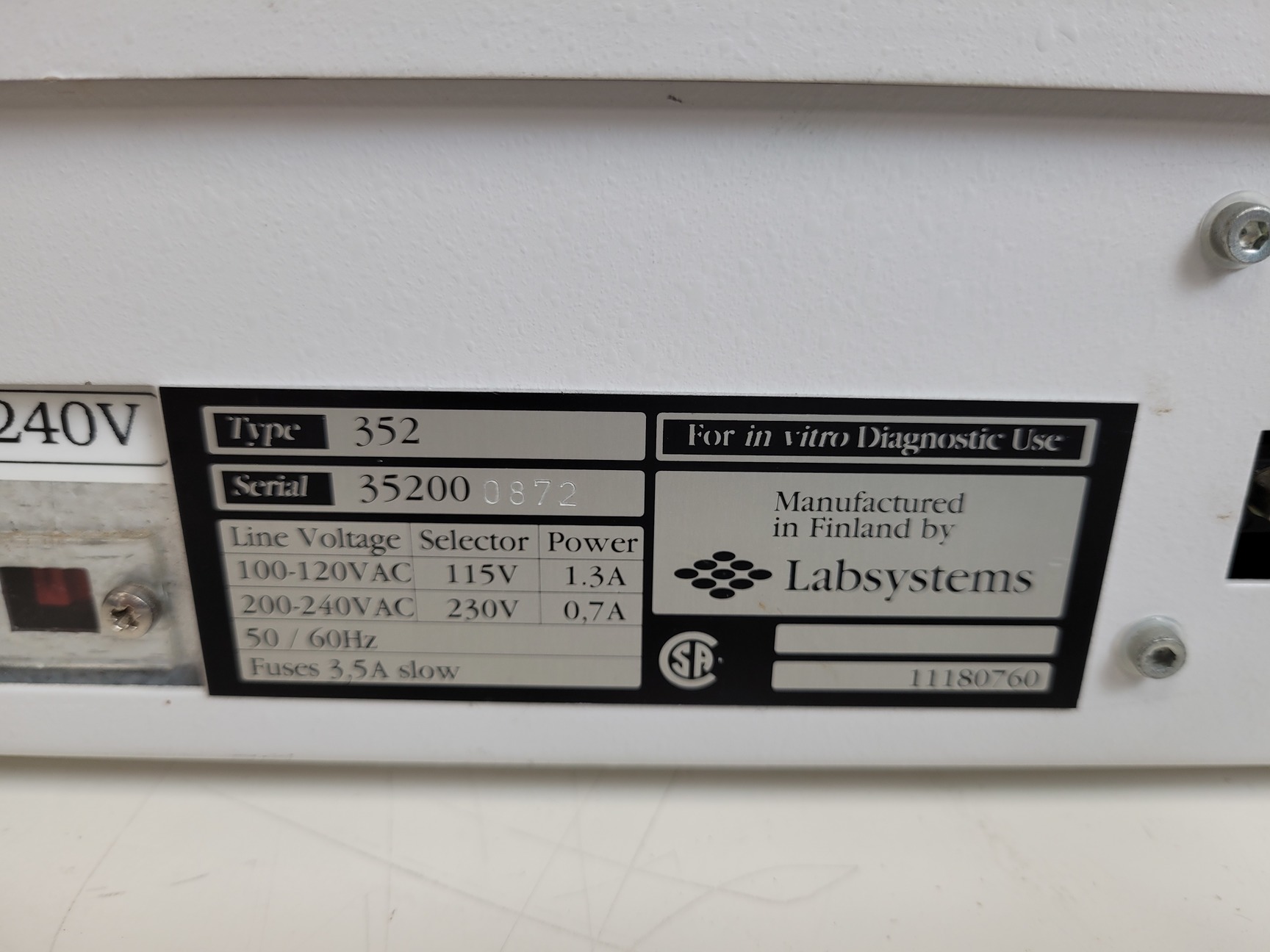Image of Labsystems Multiskan MS Microplate Reader  Type - 352 Lab