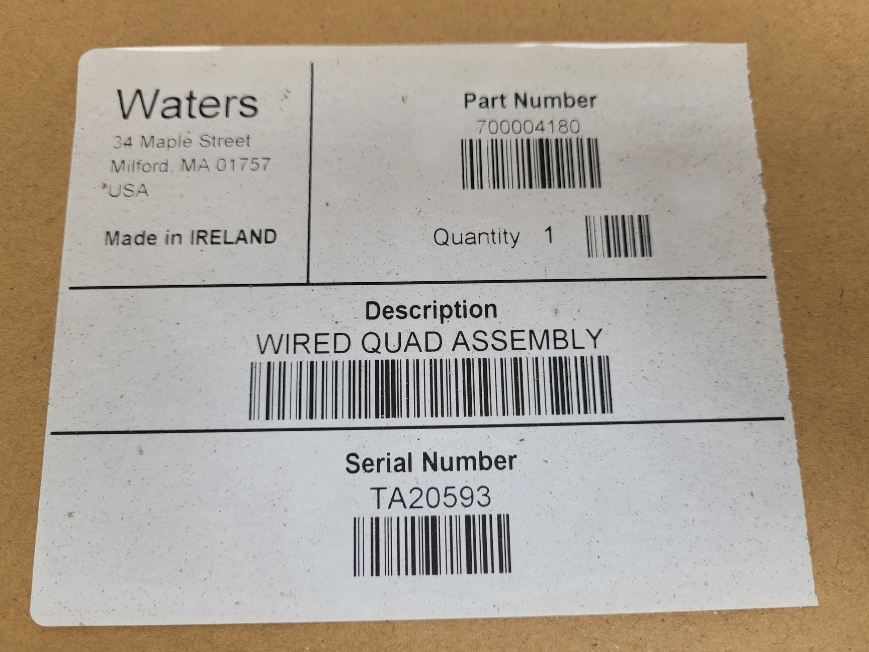 Image of Waters Wired Quad Assembly  Part no. 700004180 Lab