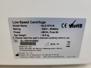Thumbnail image of GLO GT416 Low-Speed Benchtop Laboratory Centrifuge with GRS-10-4 Rotor lab