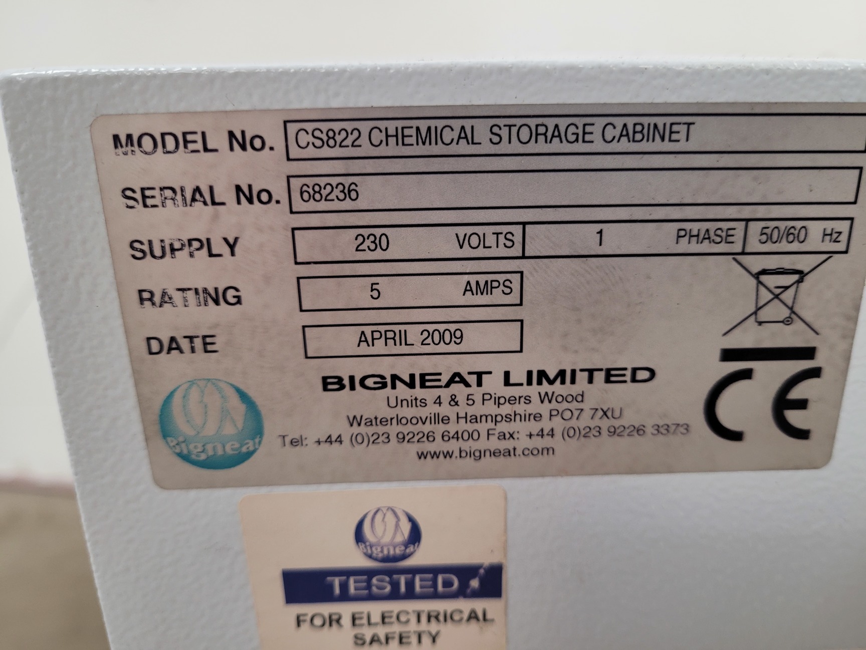 Image of Bigneat Containment Technology Model - CS822 Chemical Storage Cabinet Lab