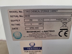 Thumbnail image of Bigneat Containment Technology Model - CS822 Chemical Storage Cabinet Lab