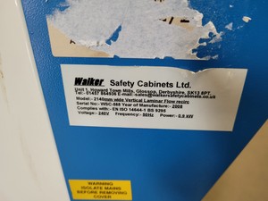 Thumbnail image of Walker 2140mm Wide Vertical Laminar Flow Cabinet (2008 YOM) Lab Recirculating