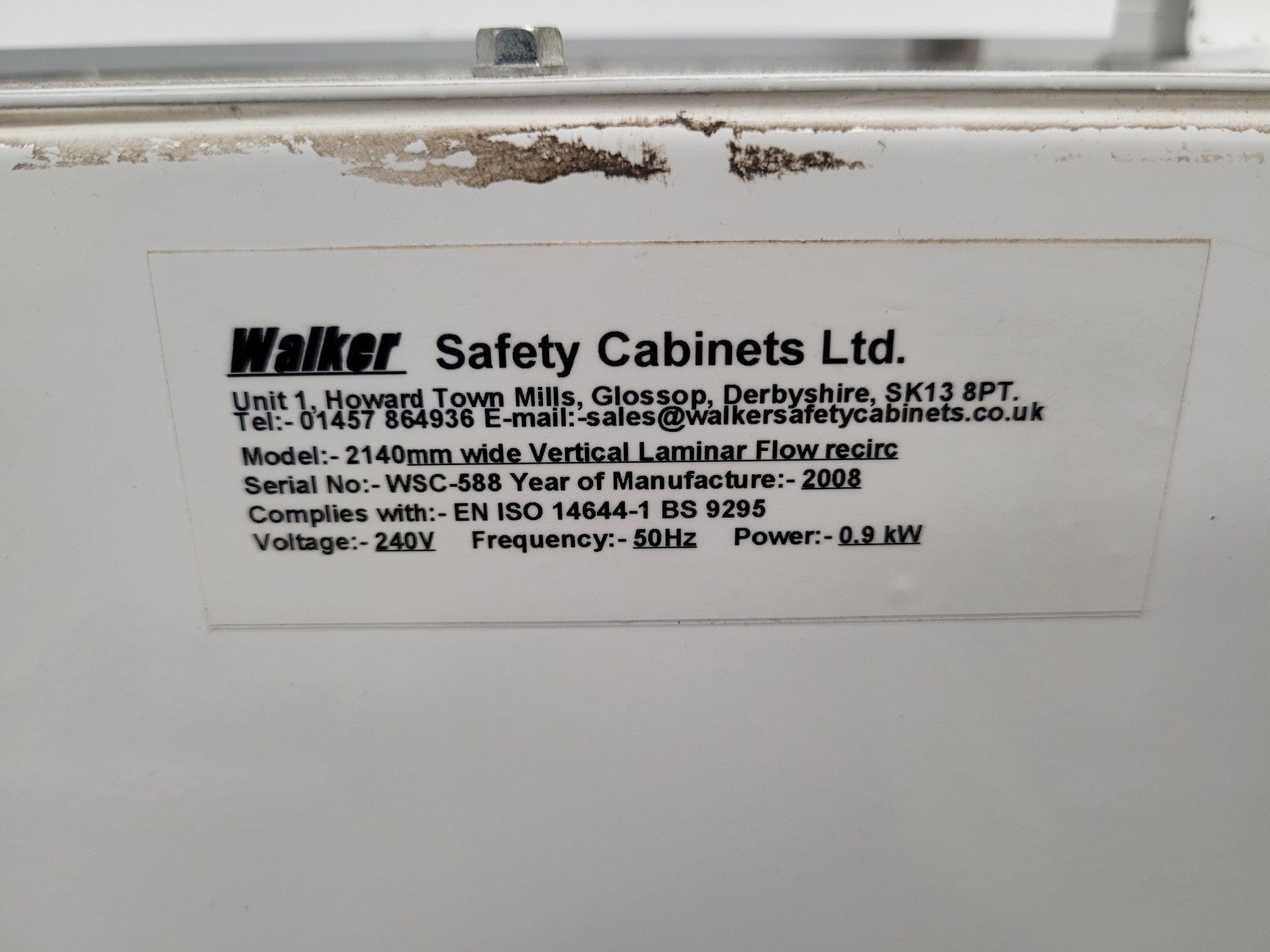 Image of Walker 2140mm Wide Vertical Laminar Flow Cabinet (2008 YOM) Lab Recirculating