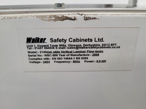 Thumbnail image of Walker 2140mm Wide Vertical Laminar Flow Cabinet (2008 YOM) Lab Recirculating