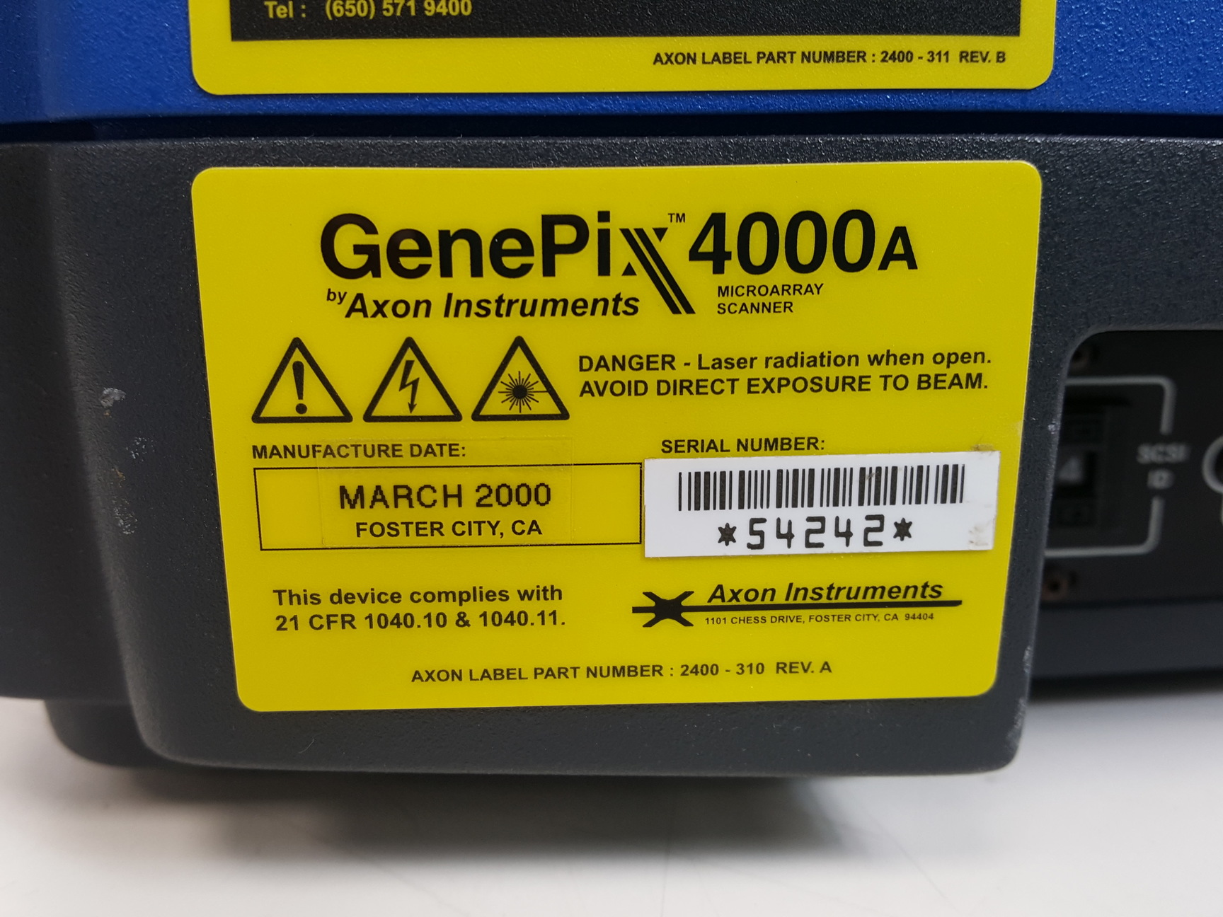 Image of Axon Instruments GenePix 4000A Microarray Scanner Lab