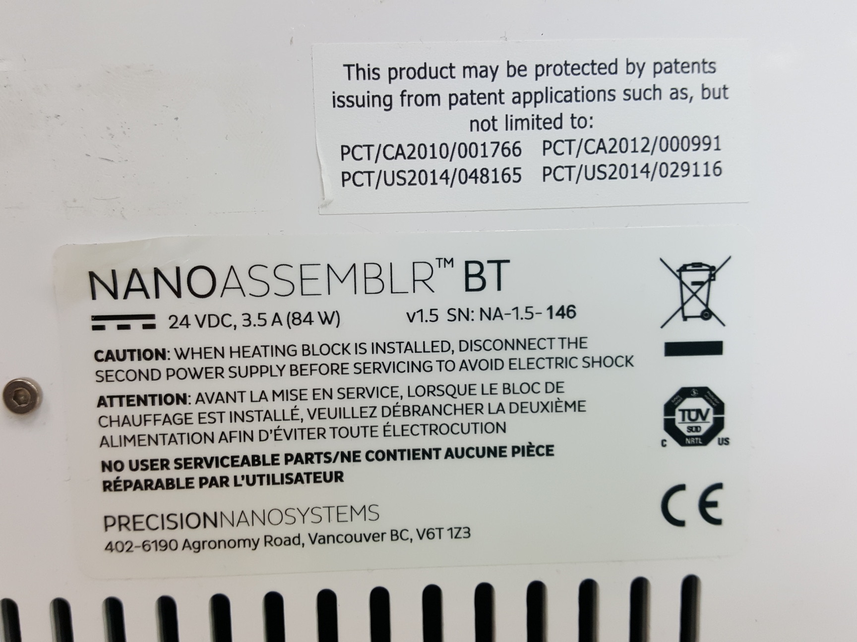 Image of Precision Nanosystems NanoAssemblr Benchtop System V1.5 Lab