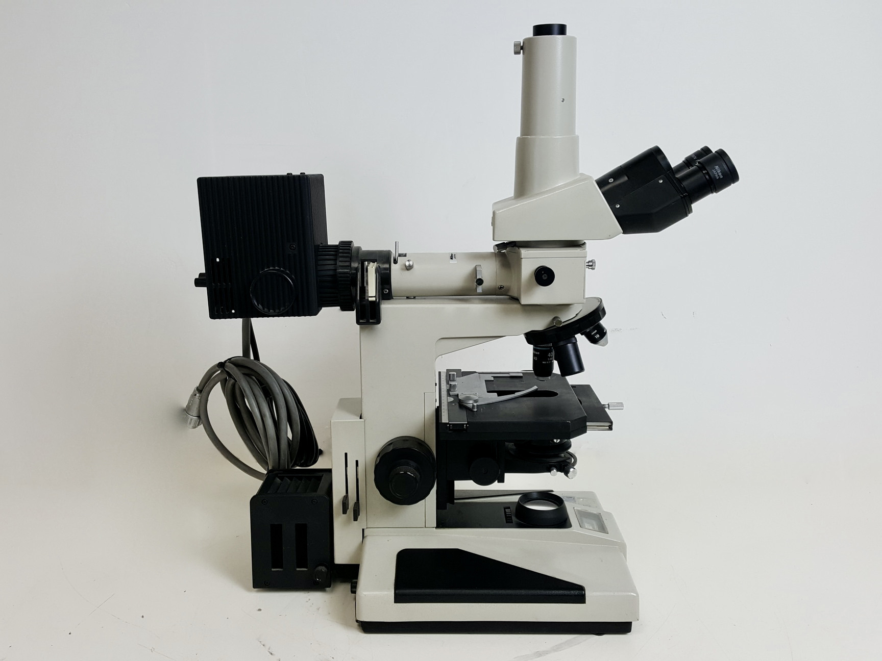 Image of Nikon Optiphot Trinocular Microscope with 3 x Objectives - 100 1.25 , 40 0.65 