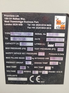 Thumbnail image of Priorclave B40-Base Tactrol 2 Benchtop Autoclave Lab