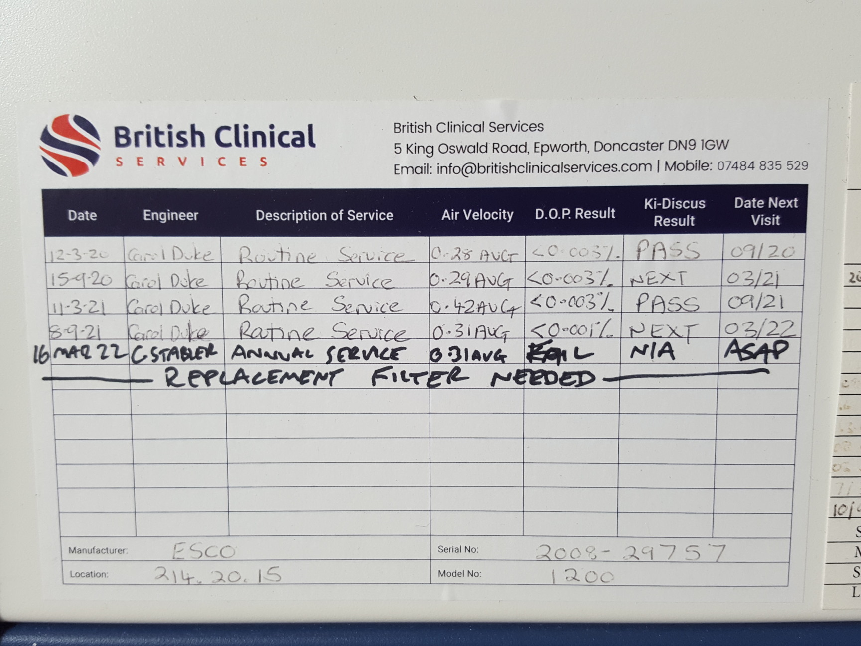 Image of ESCO Class II LP2 BSC Lab Culture Plus Laboratory Safety Cabinet Lab