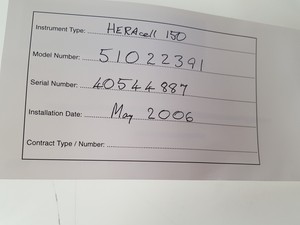 Thumbnail image of Heraeus HeraCell & HeraCell 150 CO2 Laboratory Incubator Stack Lab