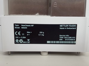 Thumbnail image of Mettler Toledo MS204 Newclassic Analytical Balance Lab Scales 4dp (0.1mg) 