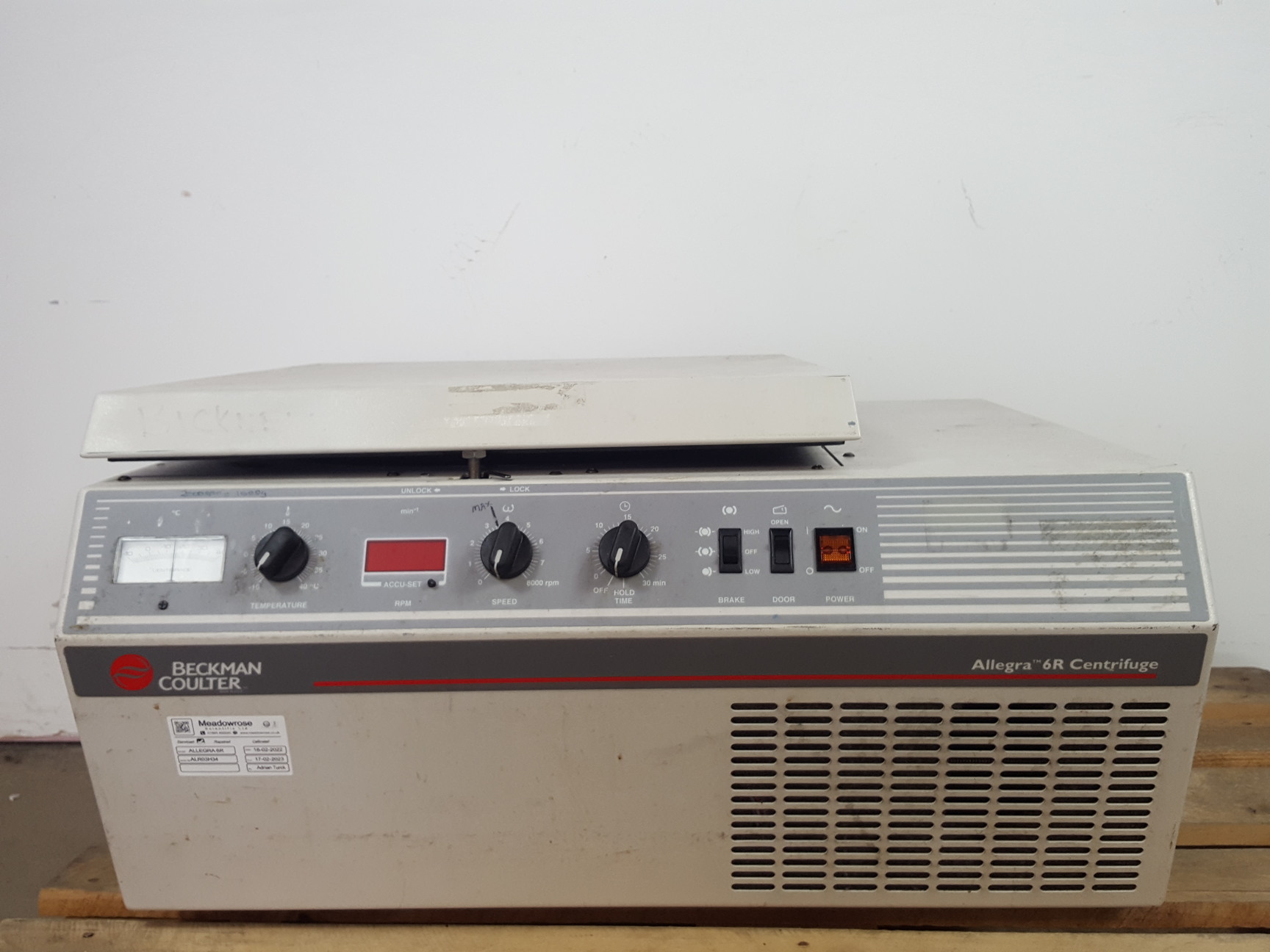 Image of Beckman Coulter Allegra 6R Refrigerated Centrifuge w/ 3900rpm Rotor Lab