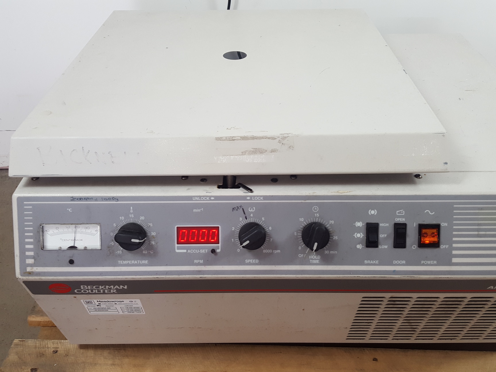 Image of Beckman Coulter Allegra 6R Refrigerated Centrifuge w/ 3900rpm Rotor Lab