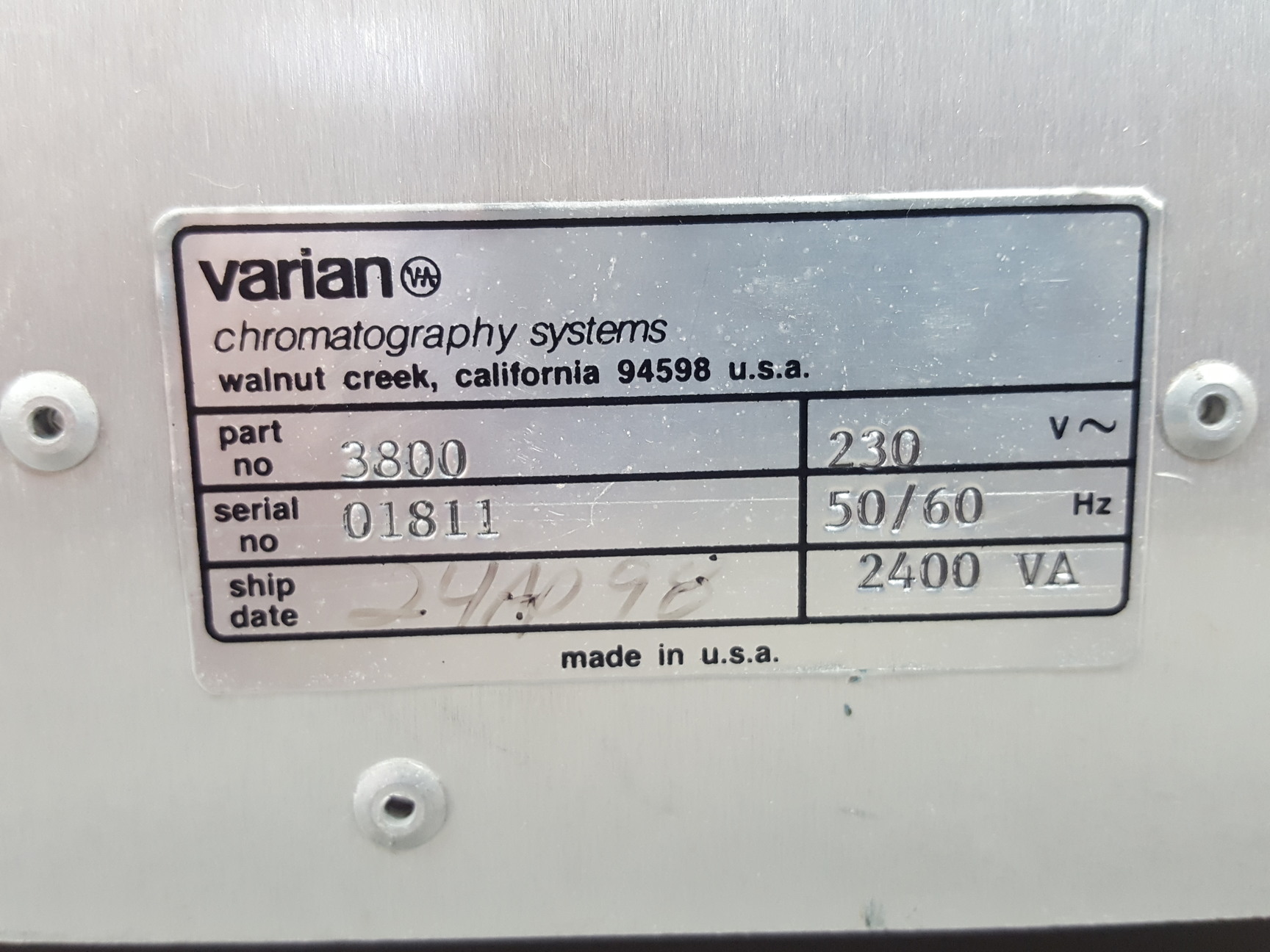Image of Varian 3800 GC Gas Chromatograph Lab