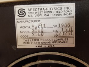 Thumbnail image of Spectra Physics  2020 2025-45 Laser w/ 2560 Power Supply & 2270 Control Box Lab