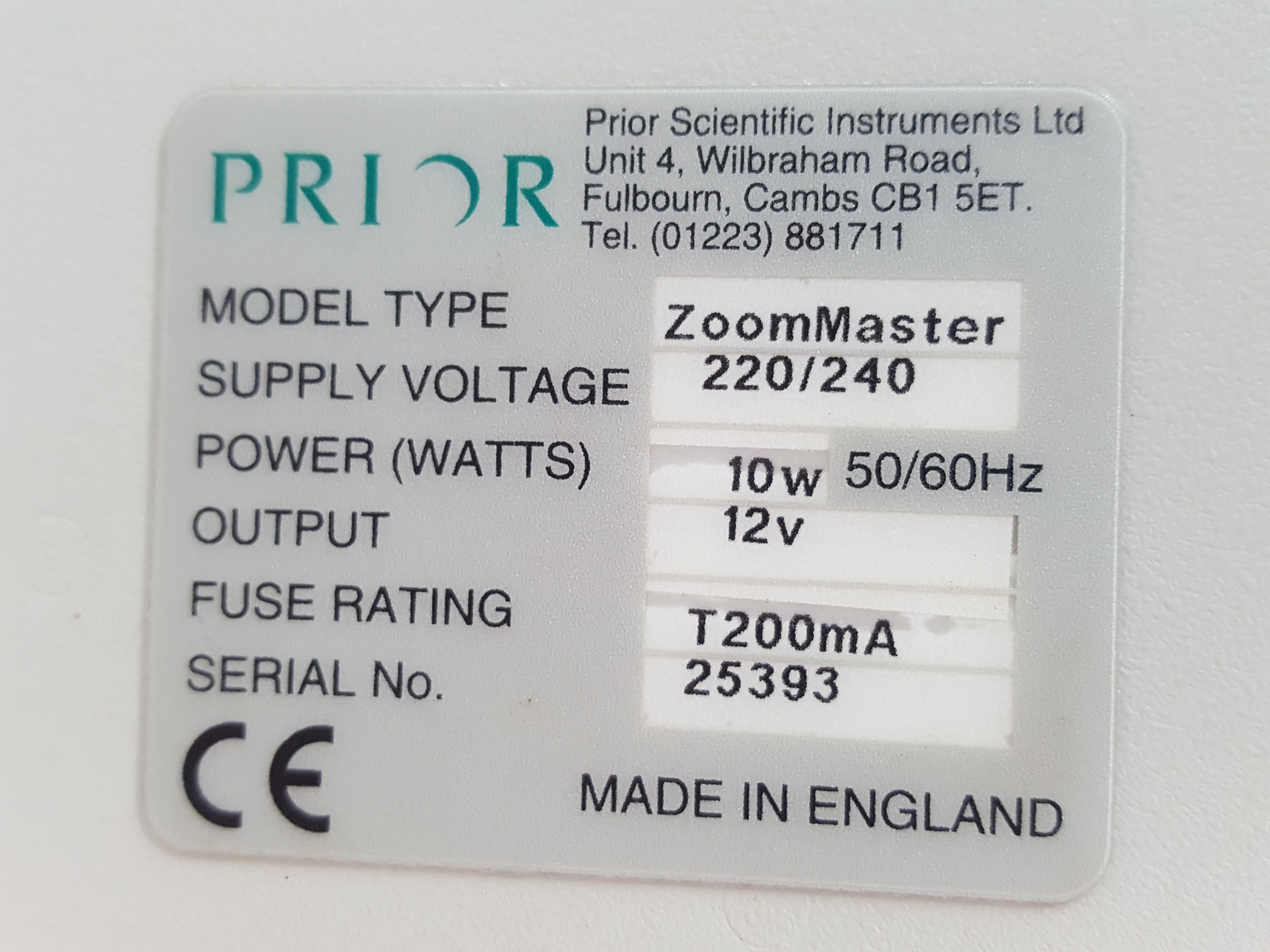 Image of Prior ZoomMaster Stereo Zoom Laboratory Microscope Lab