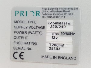 Thumbnail image of Prior ZoomMaster Stereo Zoom Laboratory Microscope Lab