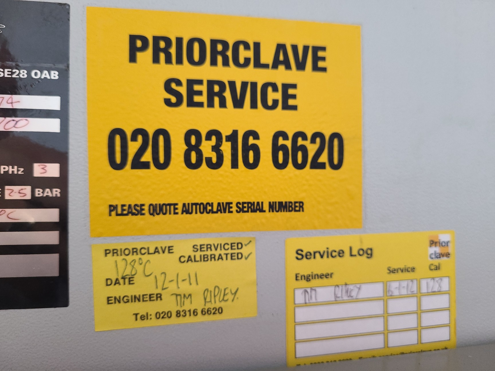 Image of Priorclave Tactrol 2 PS/QCS/EH150 Laboratory Autoclave Lab Spares/Repairs