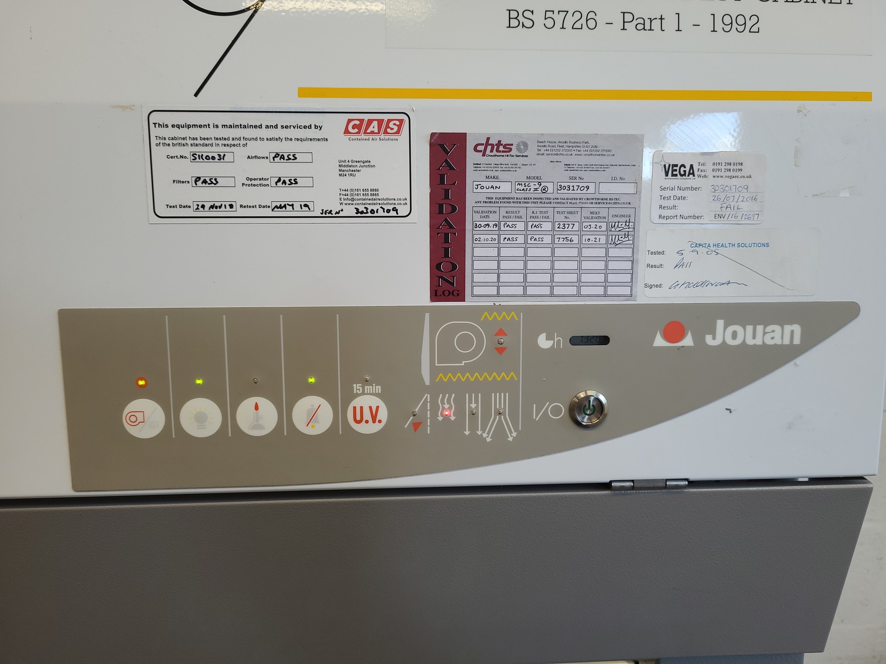 Image of Jouan MSC 9 Class II A2 BioSafety Cabinet Lab