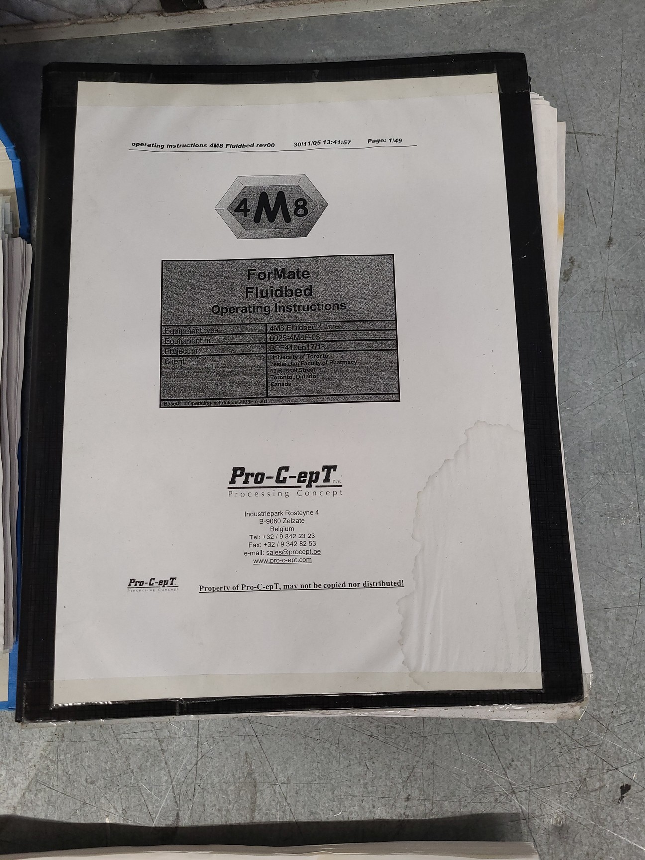 Image of Pro-C-Ept Model 4M8 Fluid Bed Dryer / Granulator Lab Spares/Repairs