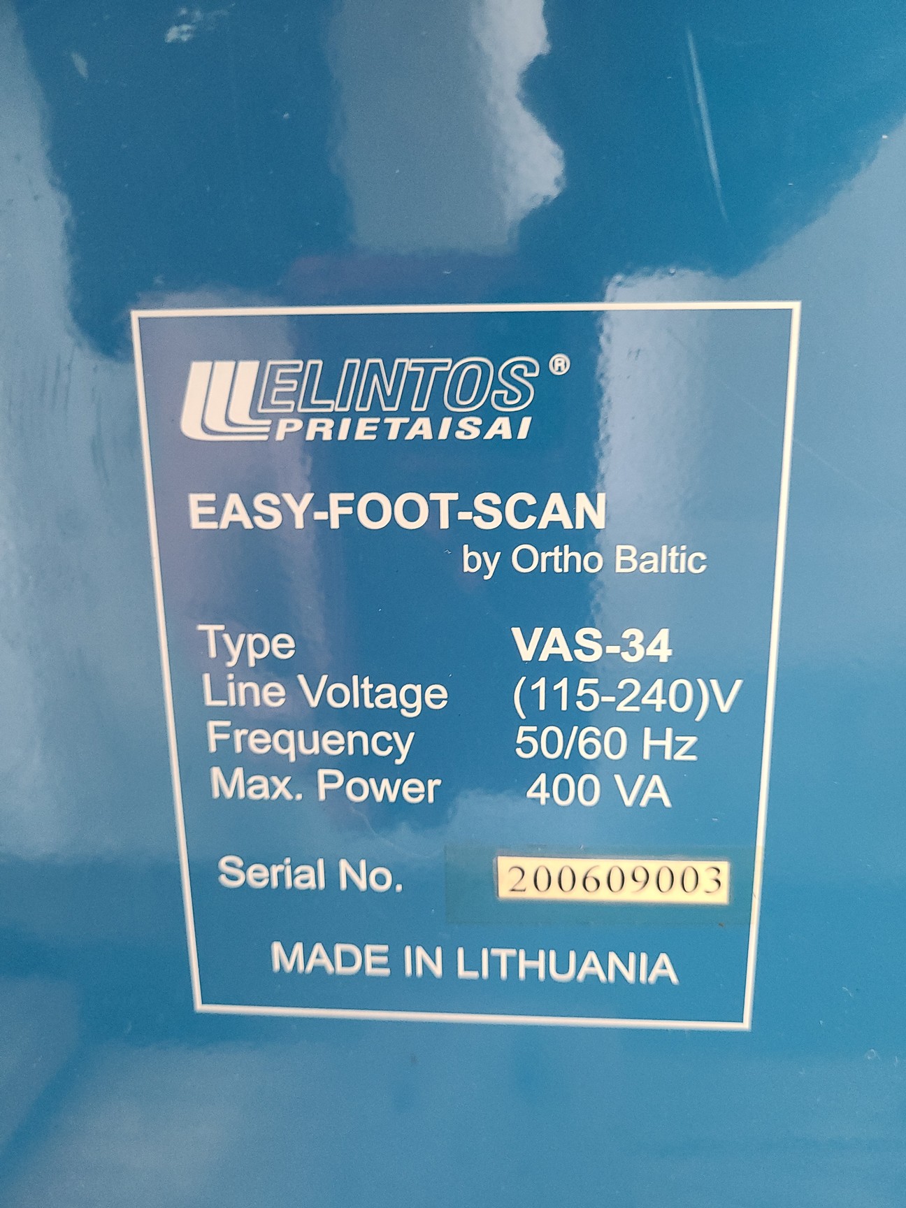 Image of Elintos Prietaisai Easy-Foot-Scan by Ortho Baltic Type VAS-34 Foot Scanner &